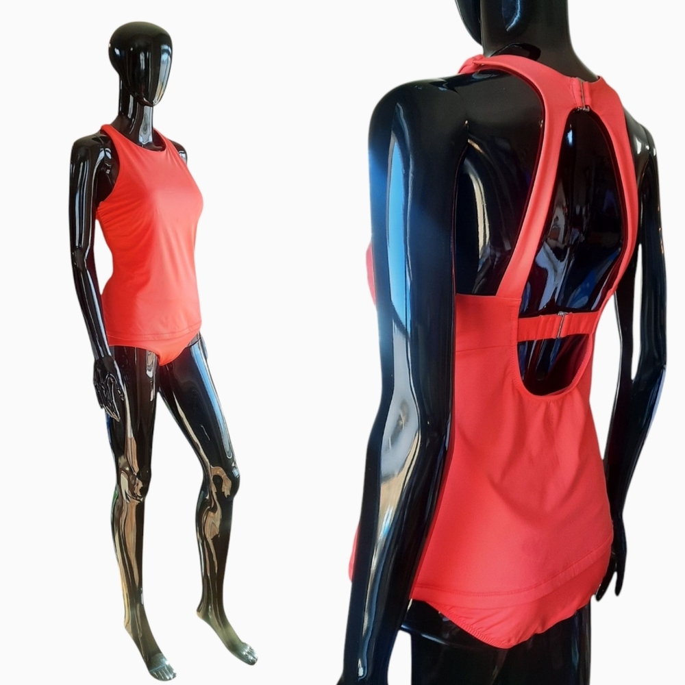 Athleta 2 Pc Maldives High Neck Swim Tank 36D/DD | High Waist Swim Bottom Size M